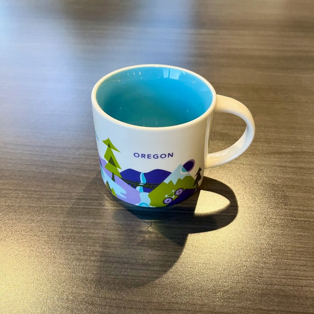 STARBUCKS OREGON YOU ARE HERE SERIES BLUE GREEN 14 OZ COFFEE MUG CUP